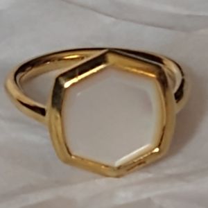 Davis 18 karat gold vermeil cocktail ring in Ivory mother of pearl.